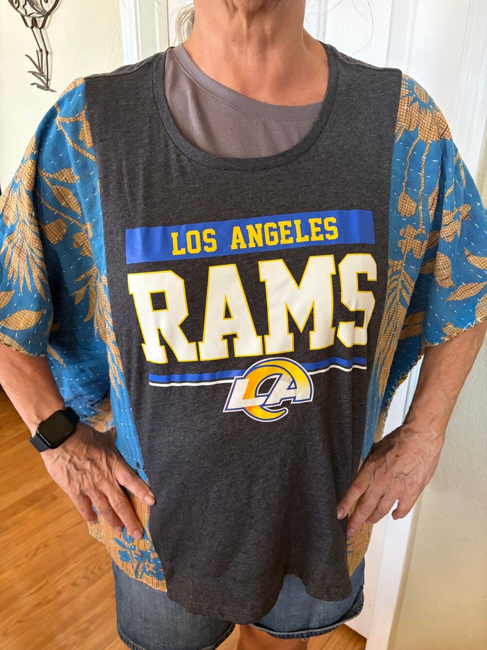 LA Rams NFL Kantha Tunic Top Shirt OS Handmade Boho